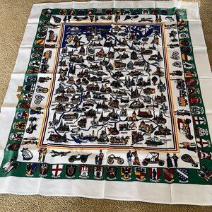 Europe Map Tablecloth Souvenir Linen‎ Vintage Germany 51 x 61 Heraldic Crests